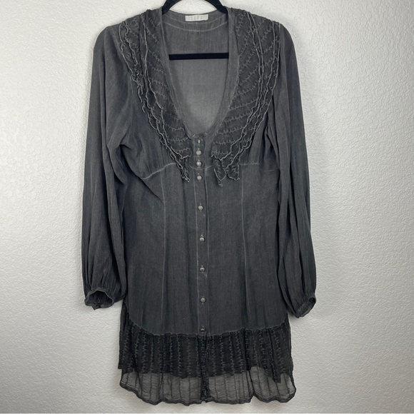 Saga made in Italy tunic top medium dark academia whimsy goth romantic sheer - Picture 1 of 11